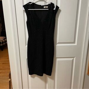 Calvin Klein Lined Black Cocktail Party Dress Sleeveless Sequin Size 4